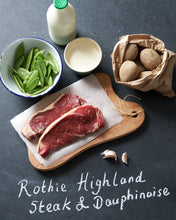 Load image into Gallery viewer, Sirloin Steak, Dauphinoise Potatoes and Greens Meal Kit