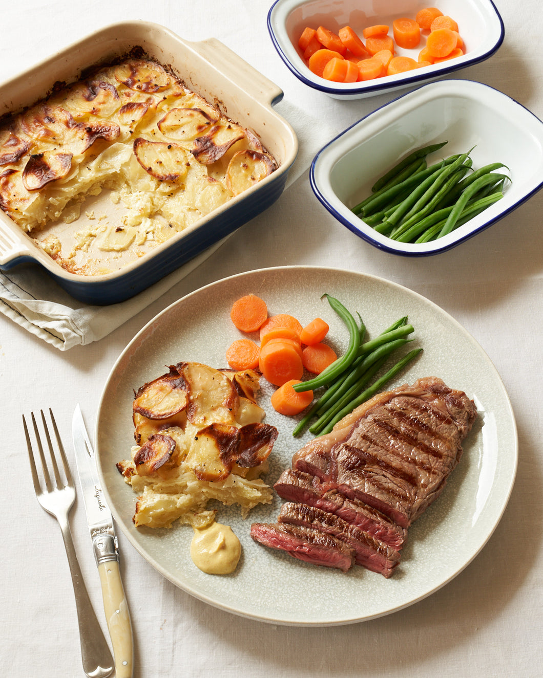 Sirloin Steak, Dauphinoise Potatoes and Greens Meal Kit